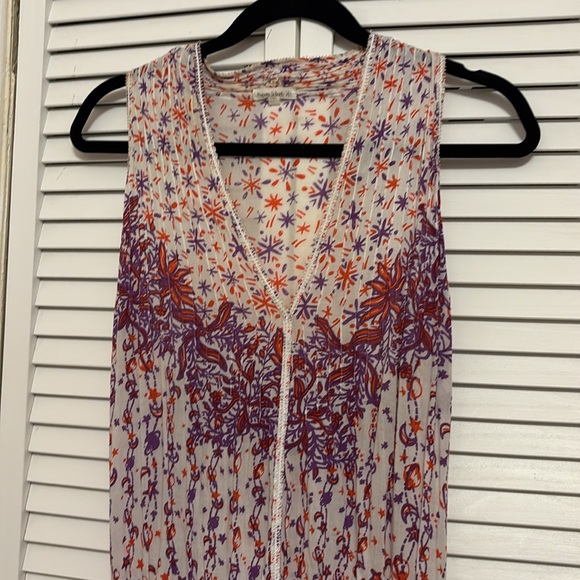 Poupette St. Barth White/Purple/Red Stars & Moons Print Tiered Dress Medium - Picture 2 of 6